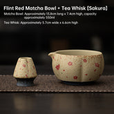 2-8PCS Japanese Flint Red Matcha Set: Bamboo Whisk, Bowl, Box – Exquisite Tea Tools Gift