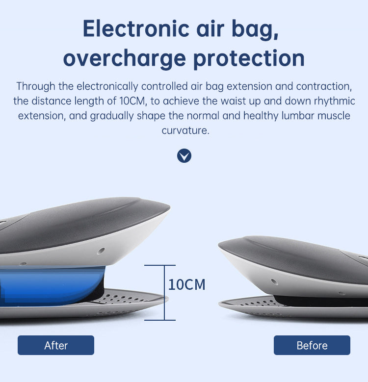 elektrische rugmassager, lumbar massager, luchttractie rugmassager, elektrische rugtrainer, warmte vibratiemassage, tractie lendensteun, USB rugmassage apparaat, rugpijn verlichting apparaat, houding verbeteren, Dynamische massage