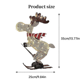 Verlichte skiër rendier ornament met LED voor kerst gazon en boom
