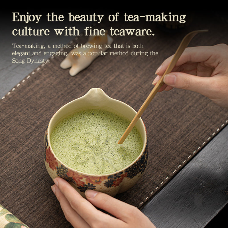 2-8PCS Japanese Flint Red Matcha Set: Bamboo Whisk, Bowl, Box – Exquisite Tea Tools Gift